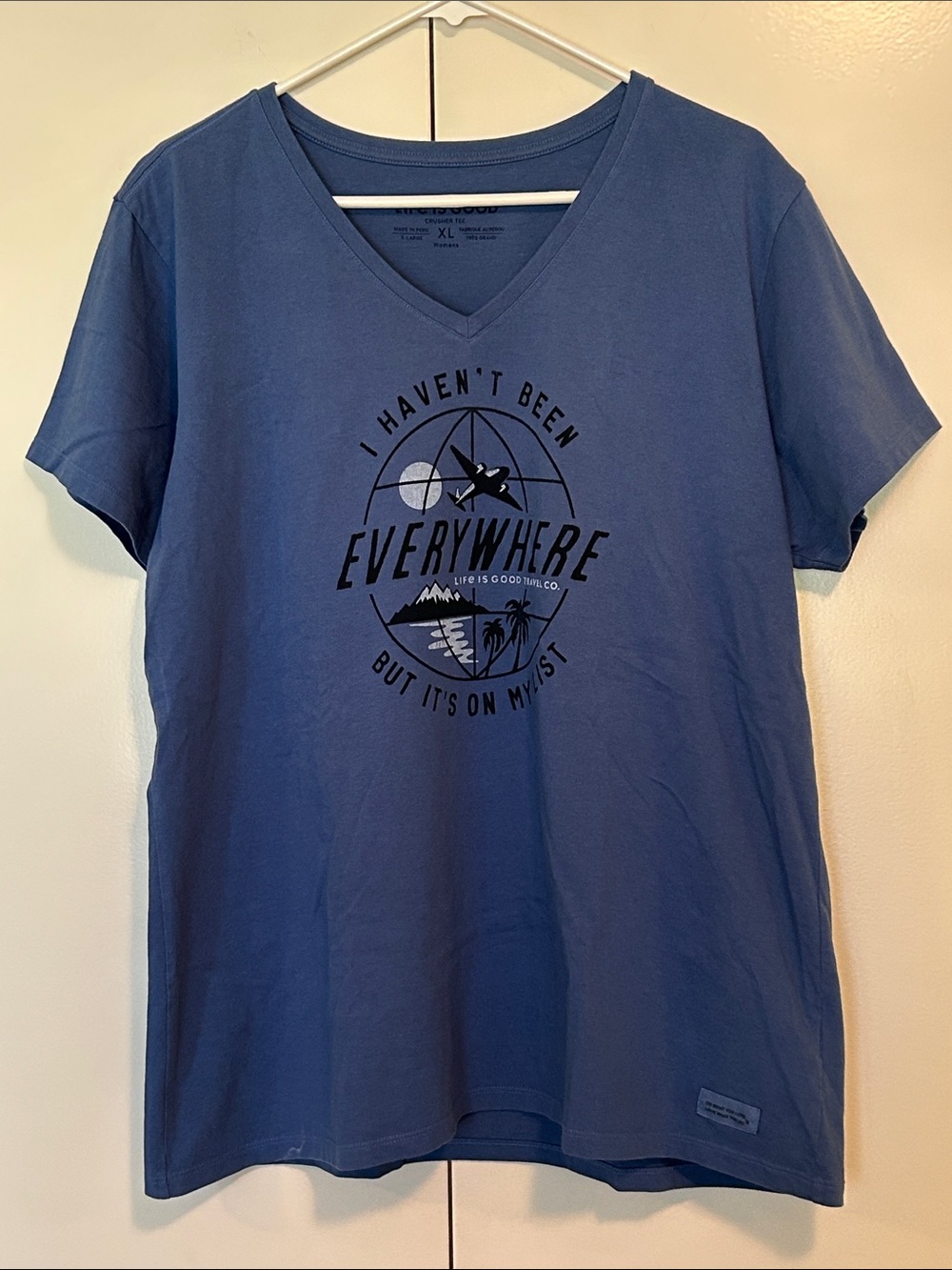 Life Is Good Blue V-Neck 'Everywhere' Graphic Tee